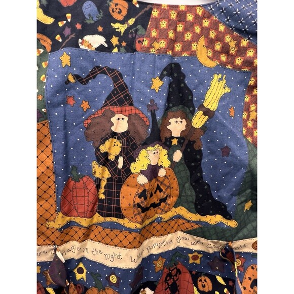 Hand Sewn Leslie Beck Vest Ghosts Pumpkins Cute Witch Open Tie Back M - Picture 15 of 16